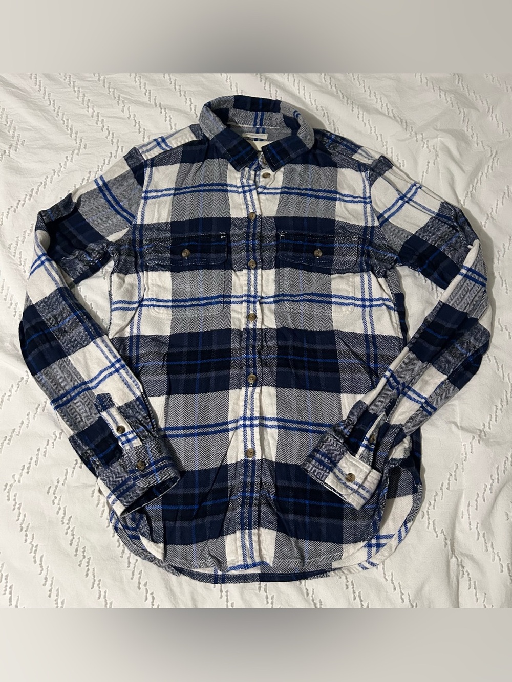 American Eagle Women’s Ahh-mazingly Soft Flannel Shirt Classic Fit Plaid Blue XS